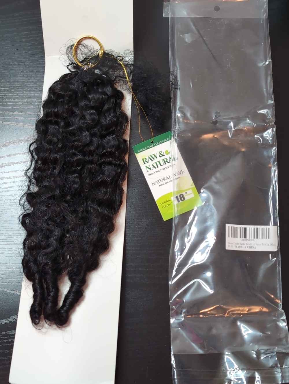 18 In 50 G Burmese Curly Human Feather Crochet Hair Natural Black